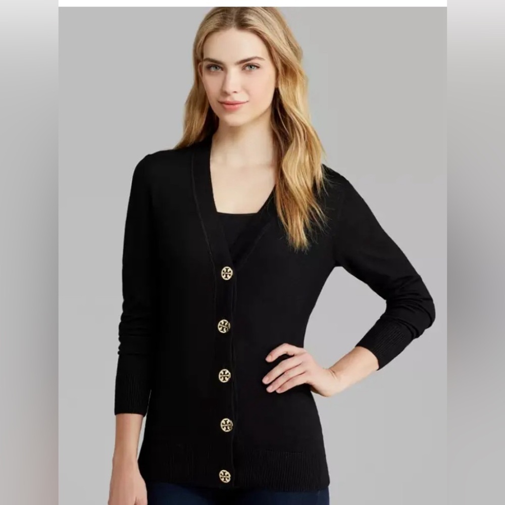 Tory Burch Black Sweater with Gold Buttons